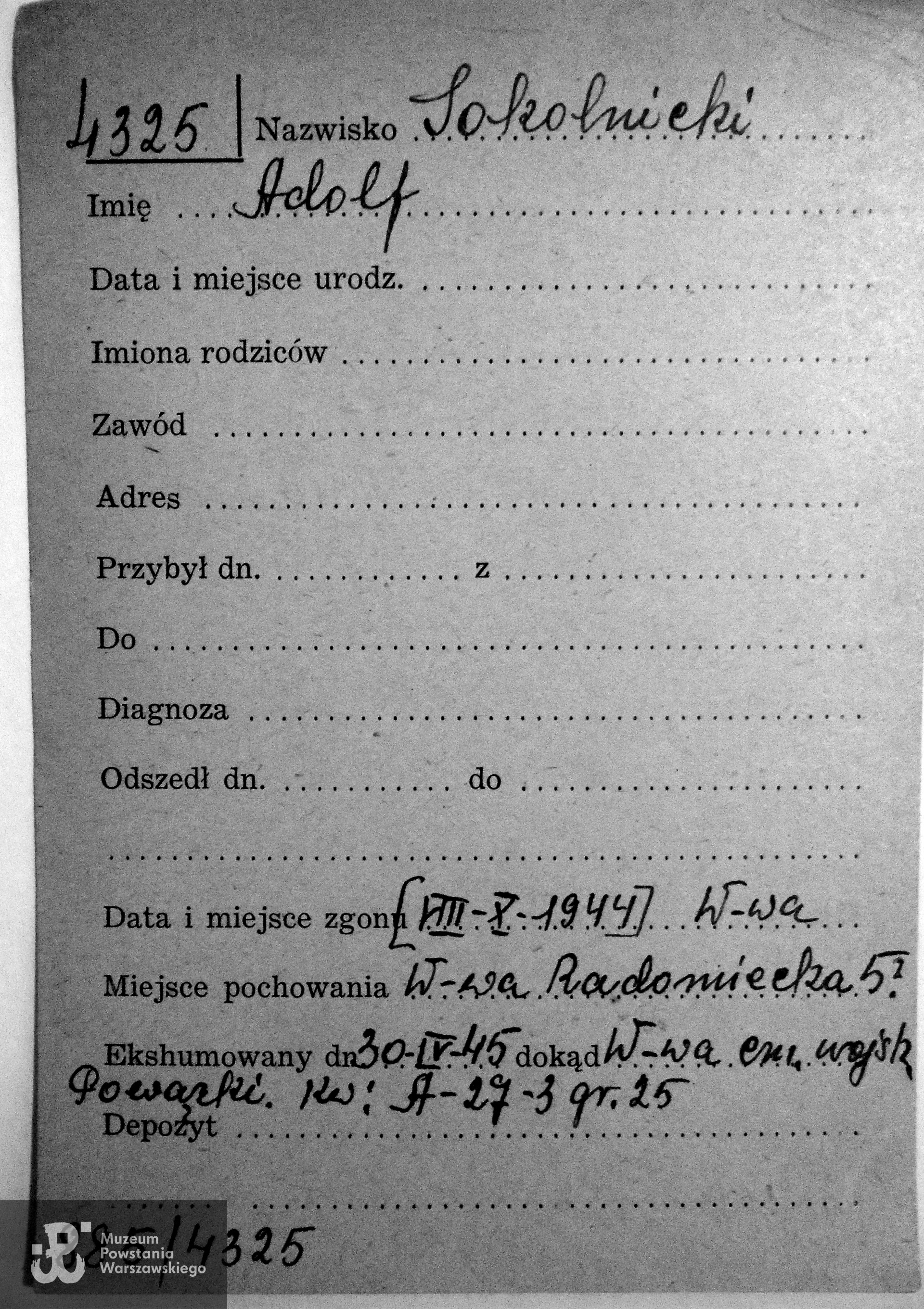 Polski Czerwony Krzyż - kartoteka