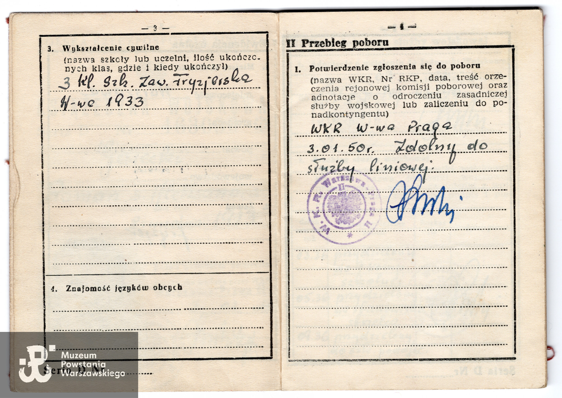 Należąca do Romana Gałeckiego książeczka wojskowa. Archiwum rodzinne p. Danuty Szydłowskiej