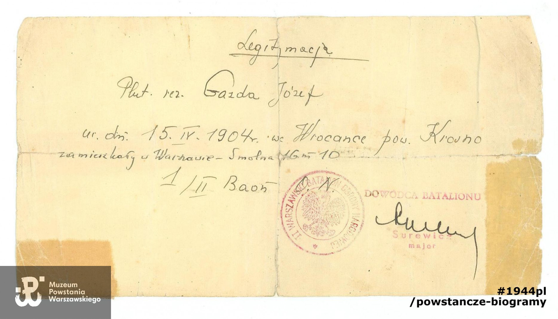 Ze zbiorów rodzinnych. Skan: materiały do Słownika Uczestników PW/Pokój Kombatanta