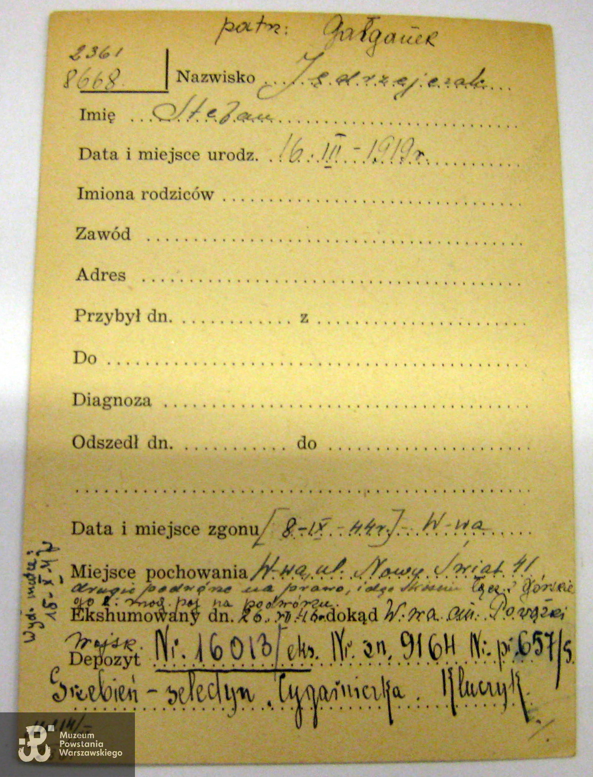 Polski Czerwony Krzyż - kartoteka