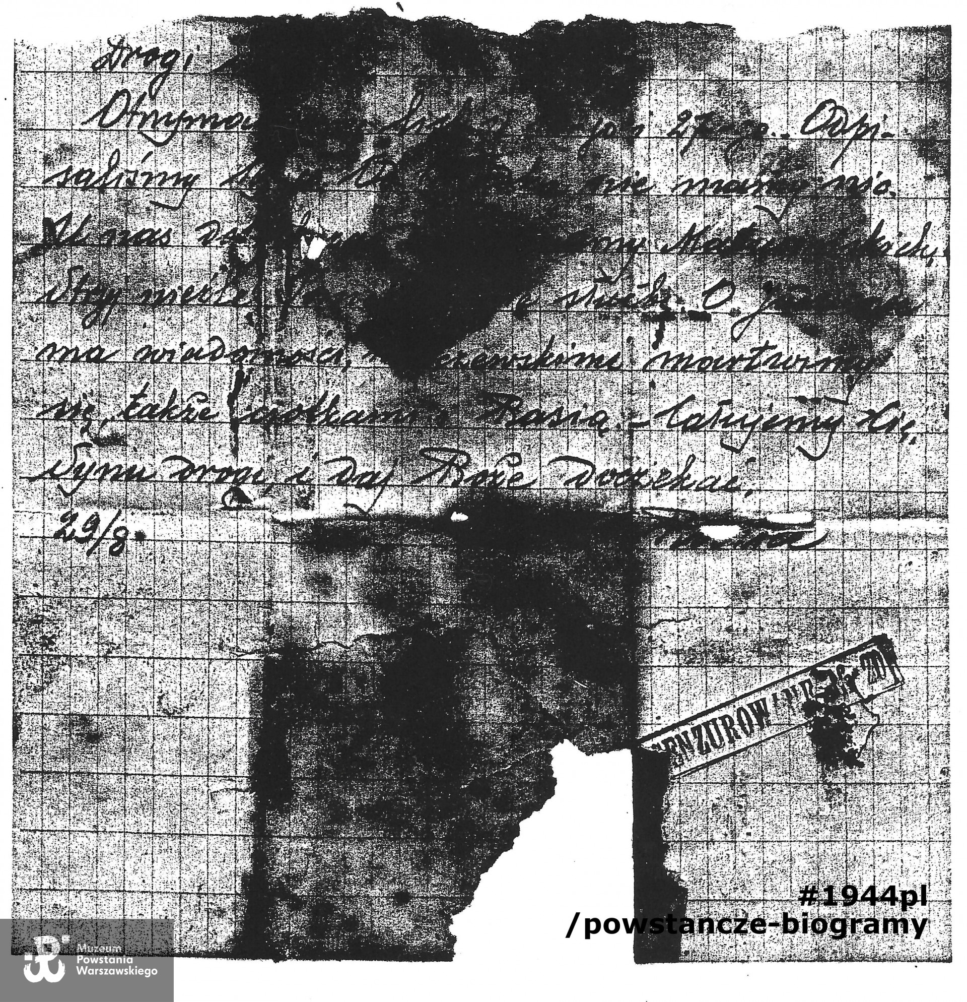 Kopia listu od rodziców, który Stanisław miał przy sobie w chwili śmierci. Skan udostępniony ze zbiorów rodzinnych przez p. Władysława Findeisena, pseud."Władek", rodzonego brata Stanisława.