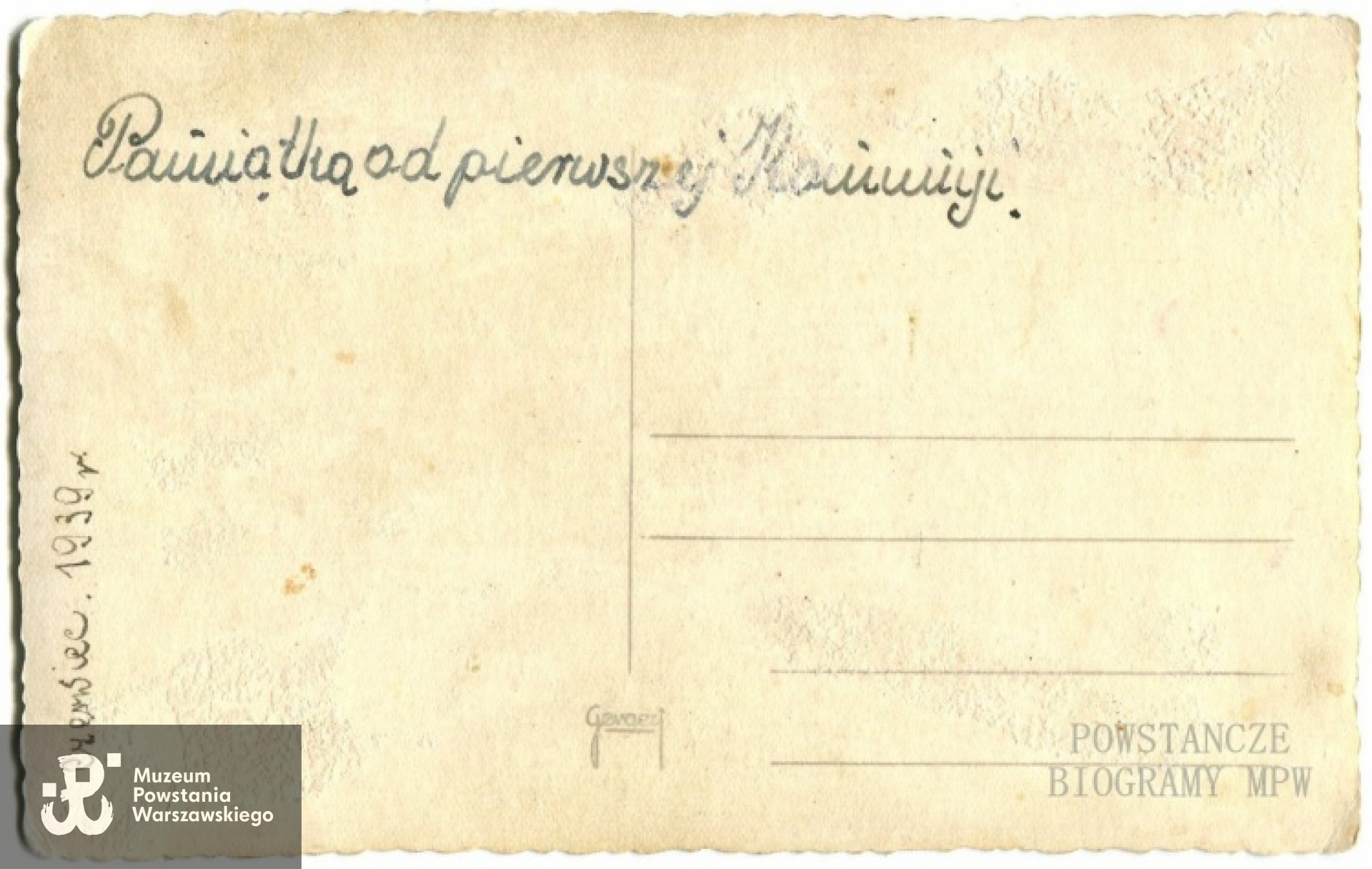 Rewers zdjęcia z poprzedniej karty.  Fot. archiwum rodzinne