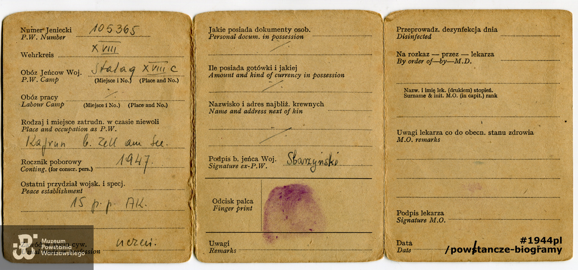 Dokument  z archiwum rodzinnego p. Iwony Powierzy