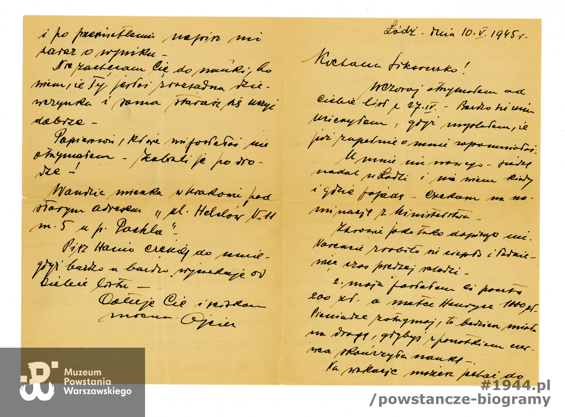 List z archiwum rodzinnego córki, p. Hanny Frytowej z domu Kotarba