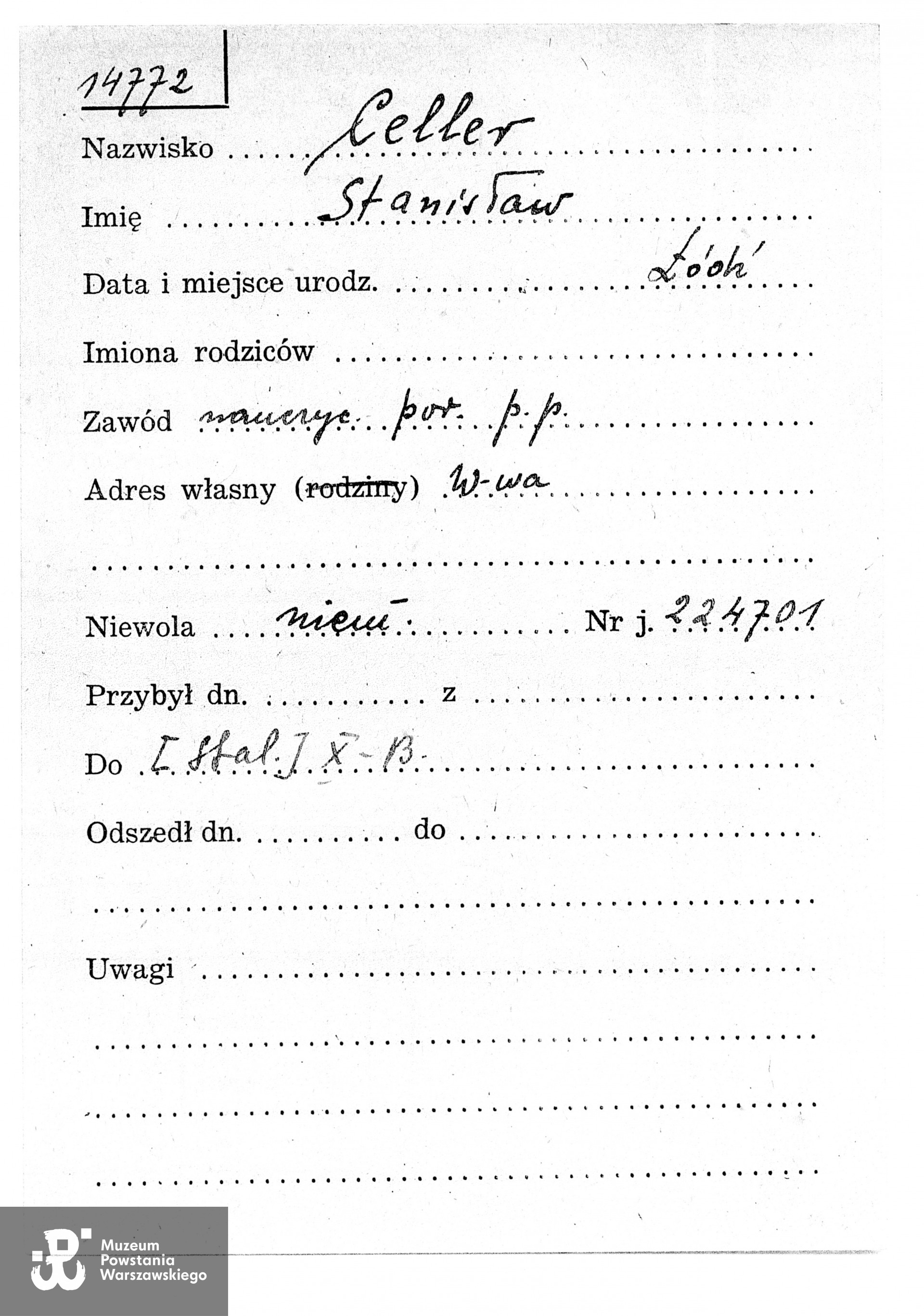 Polski Czerwony Krzyż - kartoteka