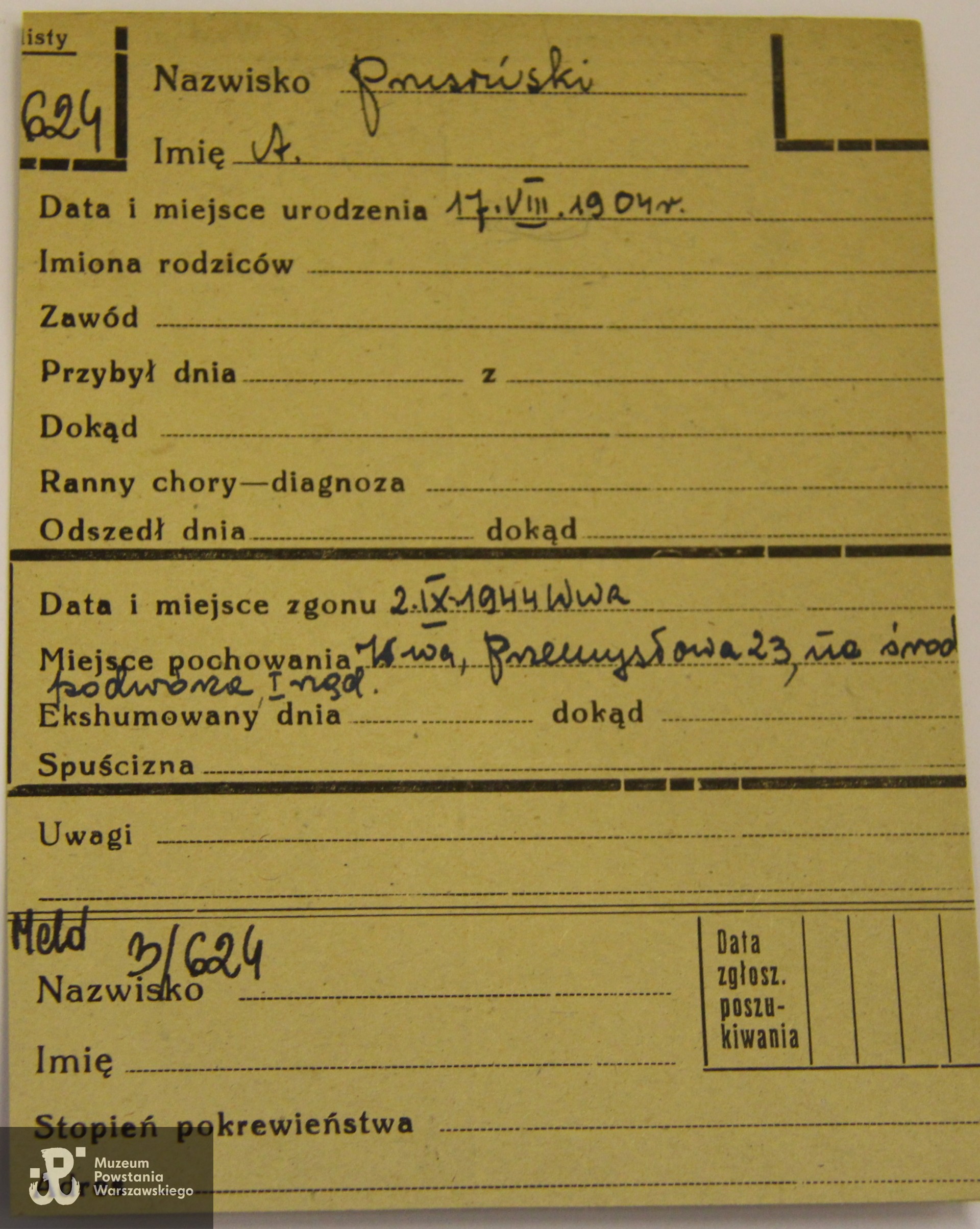 Polski Czerwony Krzyż - kartoteka