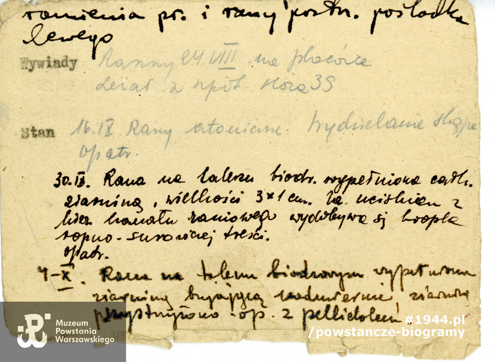 Karta chorobowa wystawiona na pseudonim "Łukasz" (Zygmunt Pleban). MPW-zbiory: P/8768/17