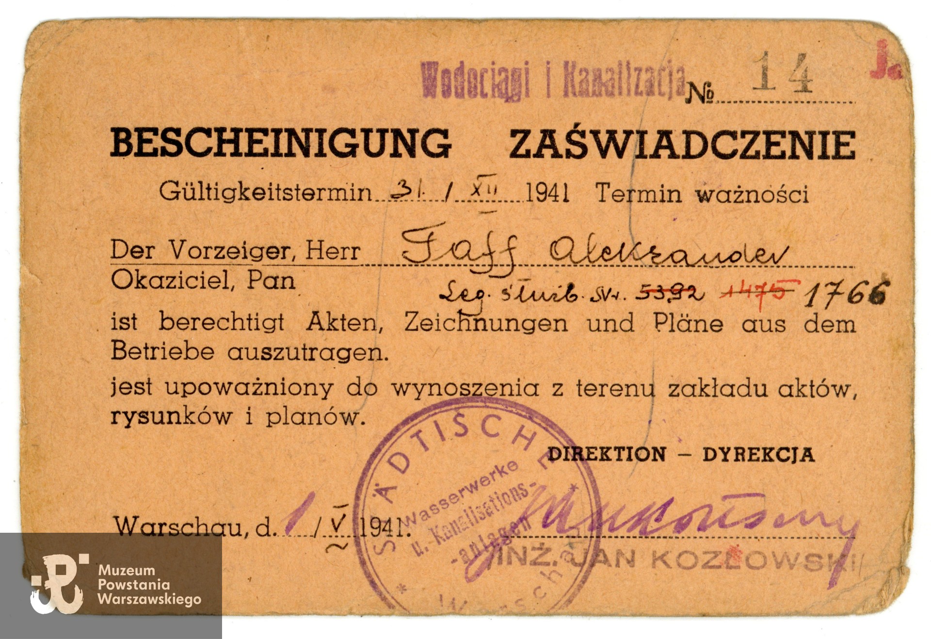 Ze zbiorów rodzinnych, udostępniła wnuczka Powstańca, p. Paulina Taff. Skany wykonano w Muzeum Powstania Warszawskiego, 06/2024