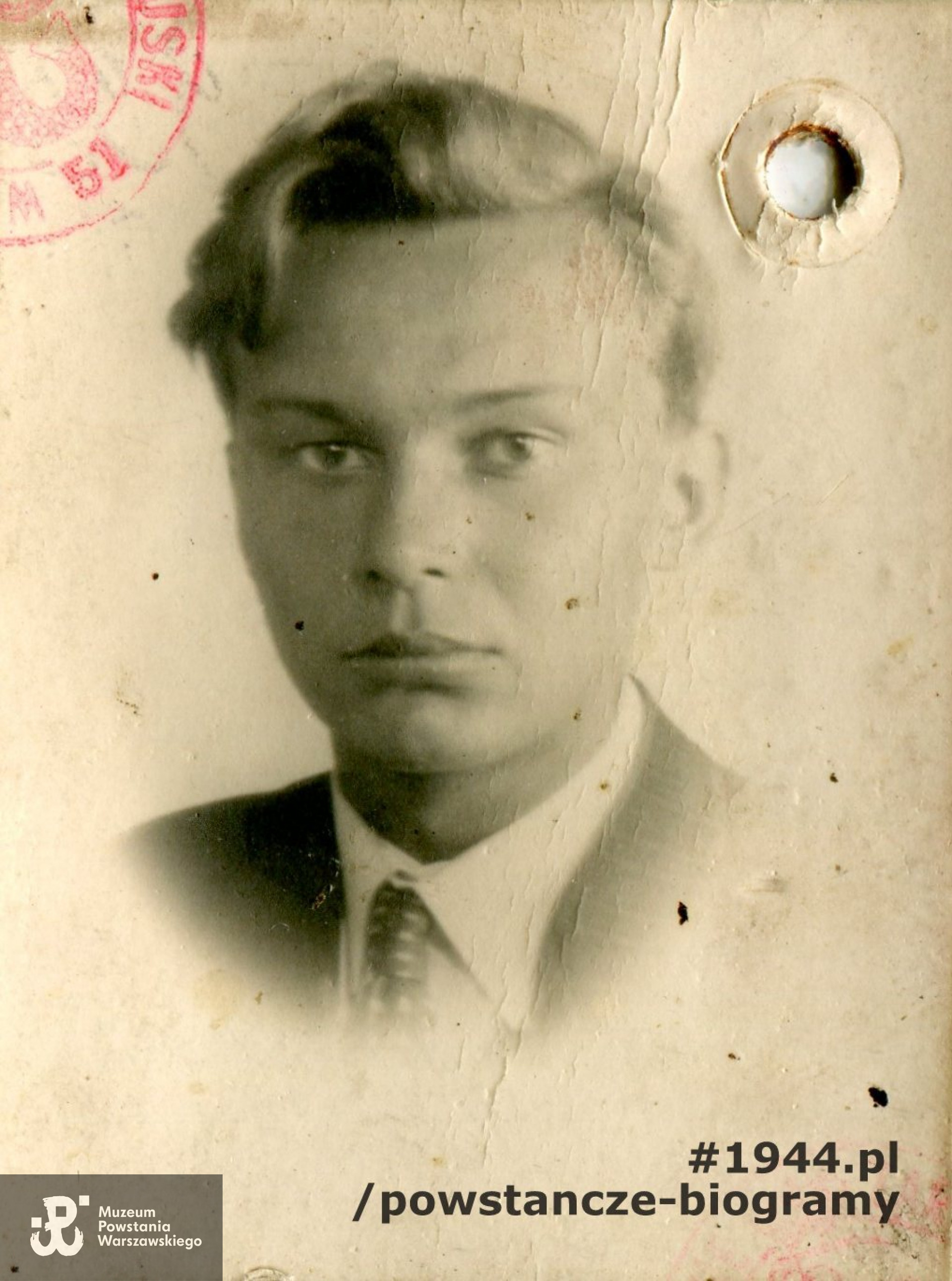 Jerzy Różycki "Soplica" (1923-1981).  Fotografia z okupacyjnej kenkarty. Ze zbiorów rodzinnych.