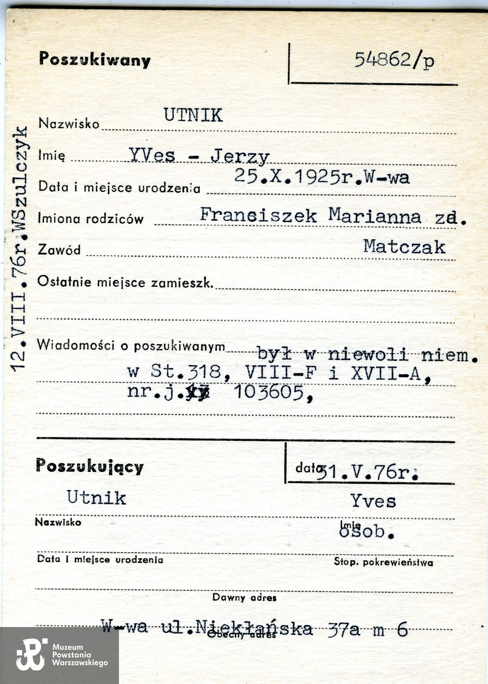 Polski Czerwony Krzyż - kartoteka ogólna