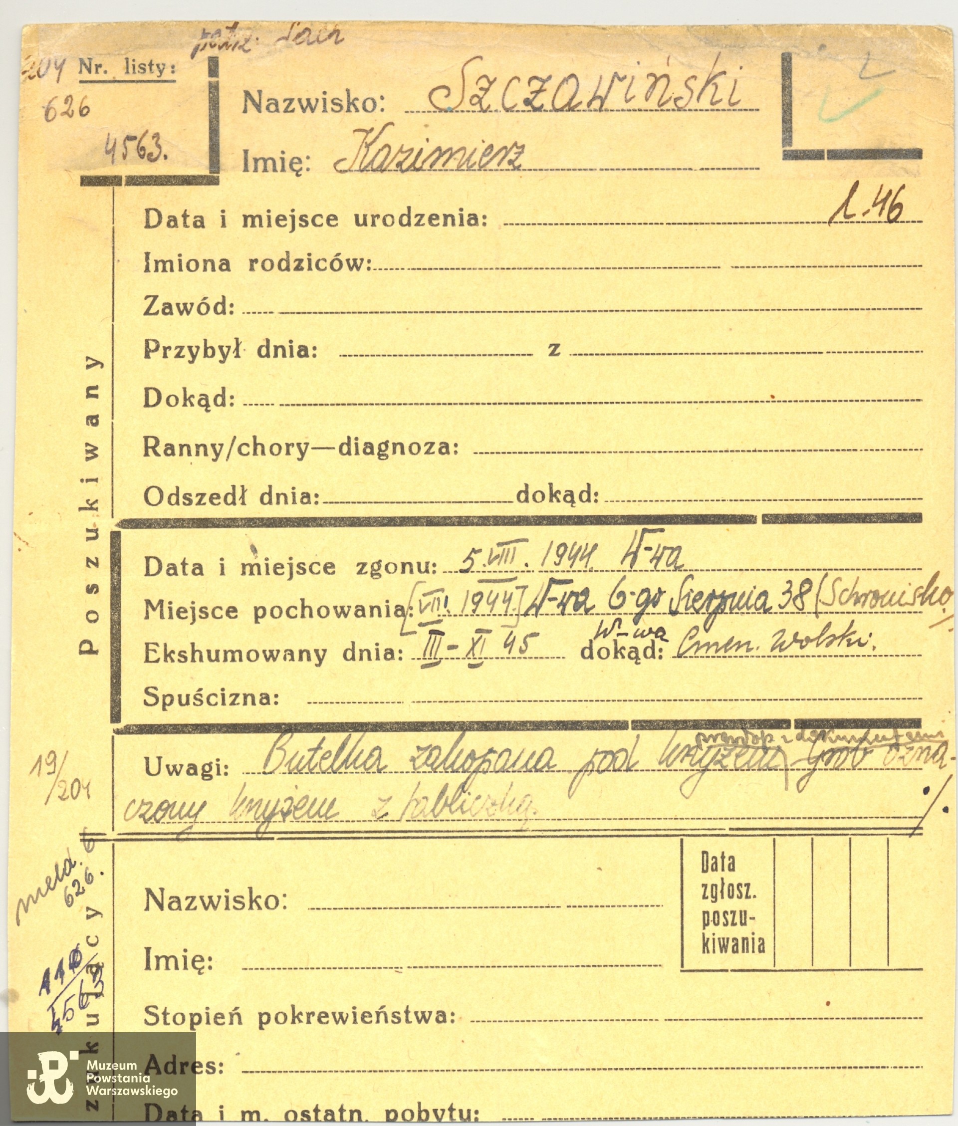 Polski Czerwony Krzyż - kartoteka