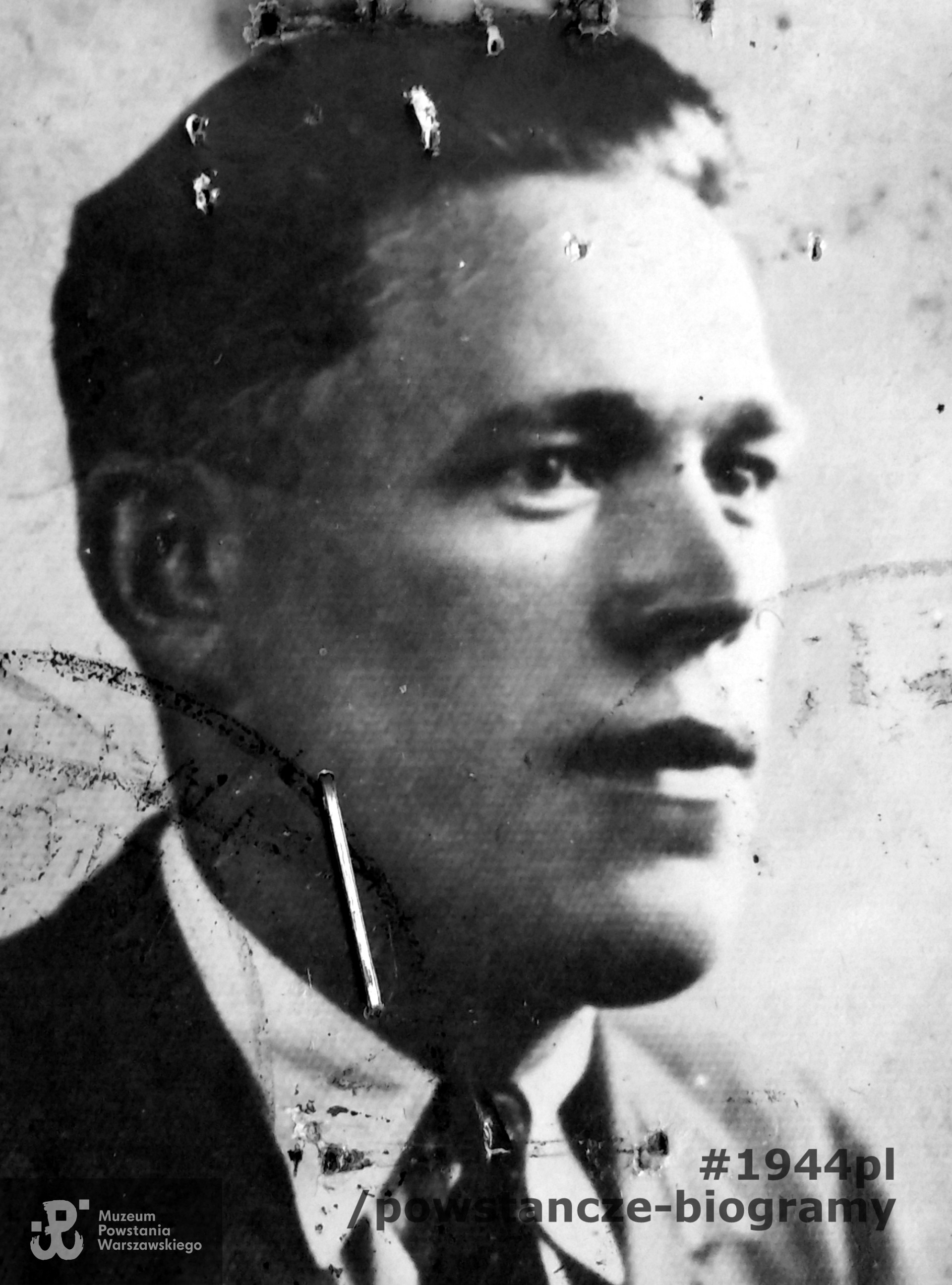 Kazimierz Klimczak „Szron”. Zdjęcie z ausweisu z okresu okupacji niemieckiej. Z archiwum prywatnego p. Kazimierza Klimczaka ps. "Szron"