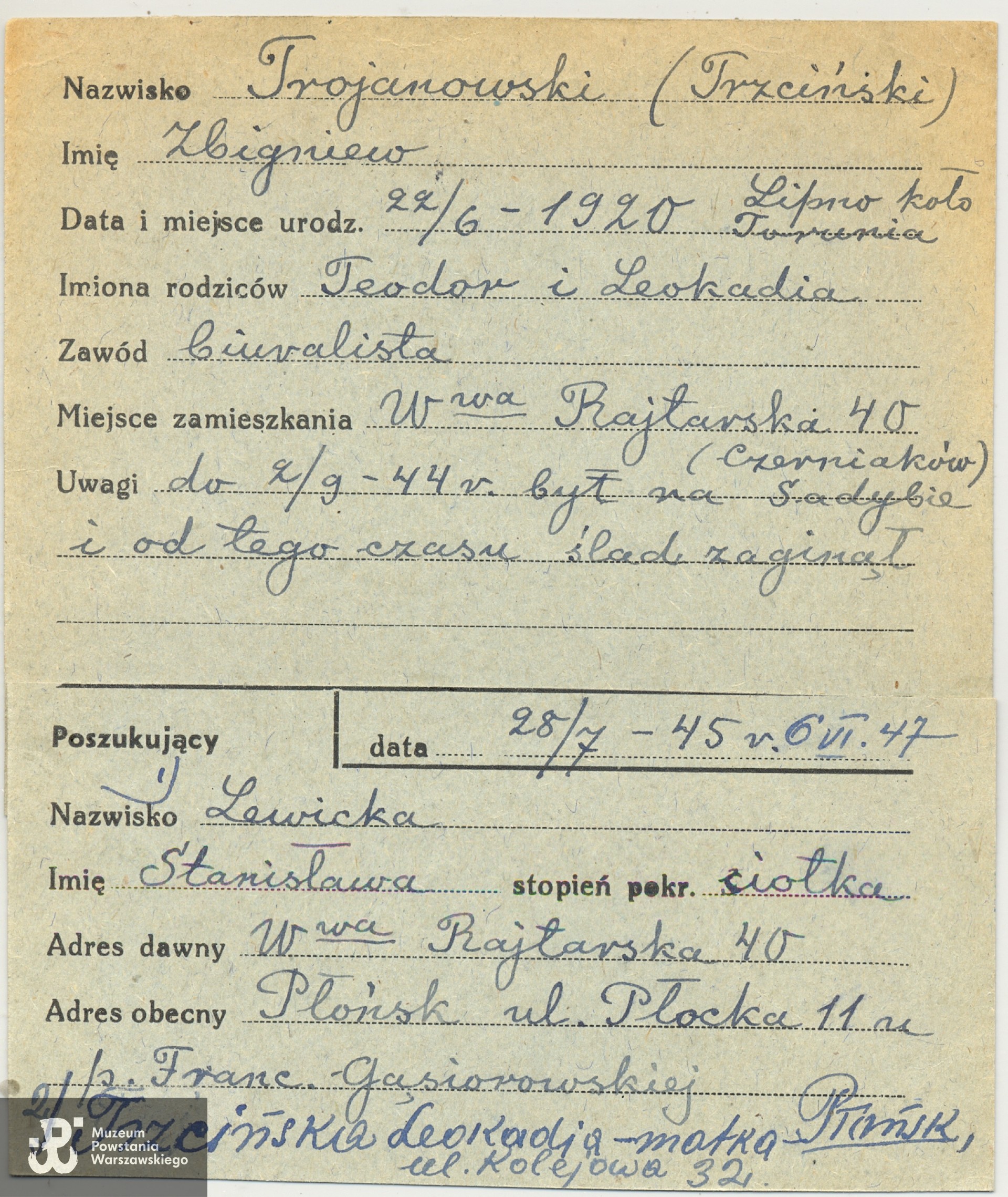 Polski Czerwony Krzyż - kartoteka