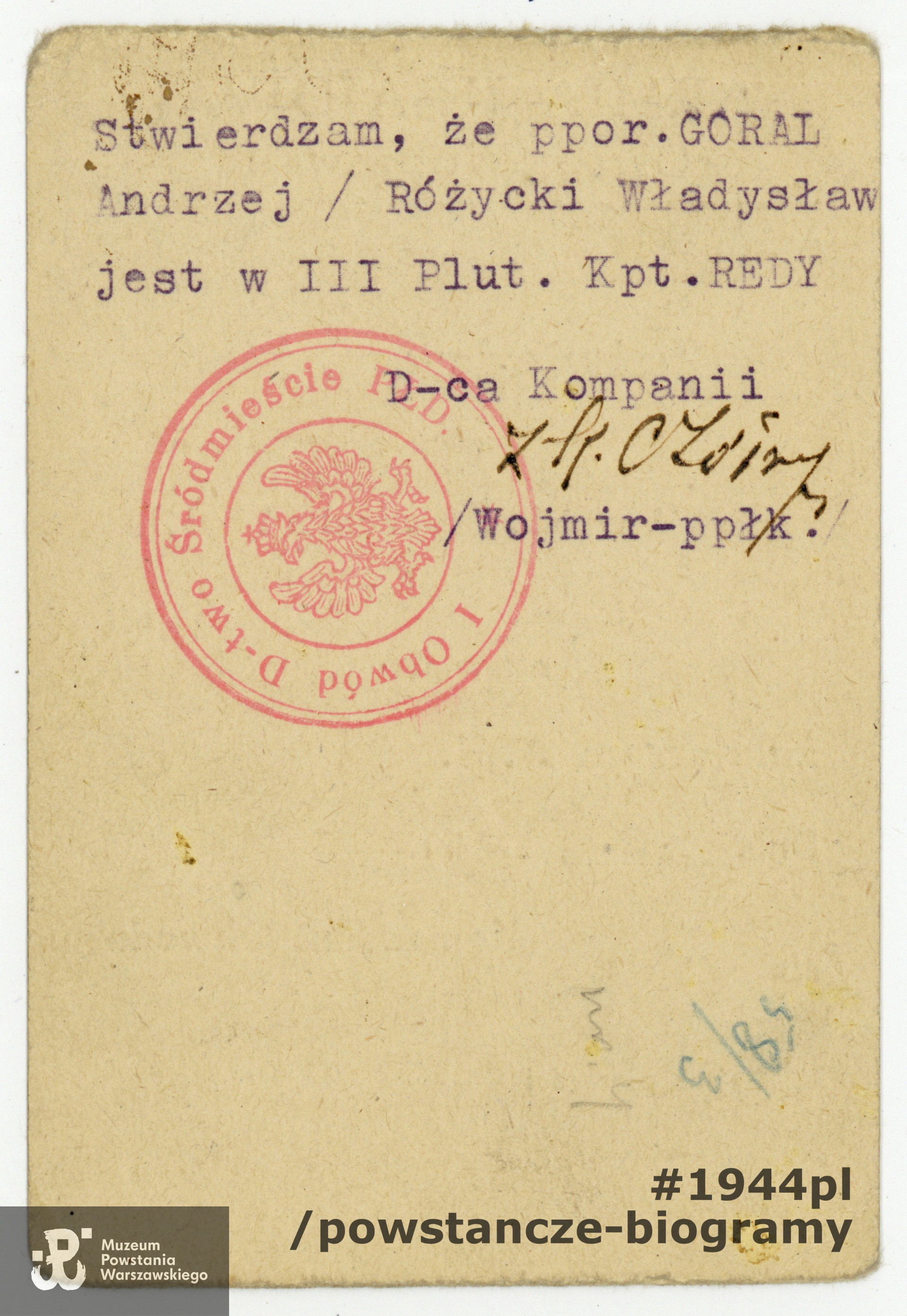 Dokument z archiwum rodzinnego p. Krystyny Kujawy - Trzaskowskiej.