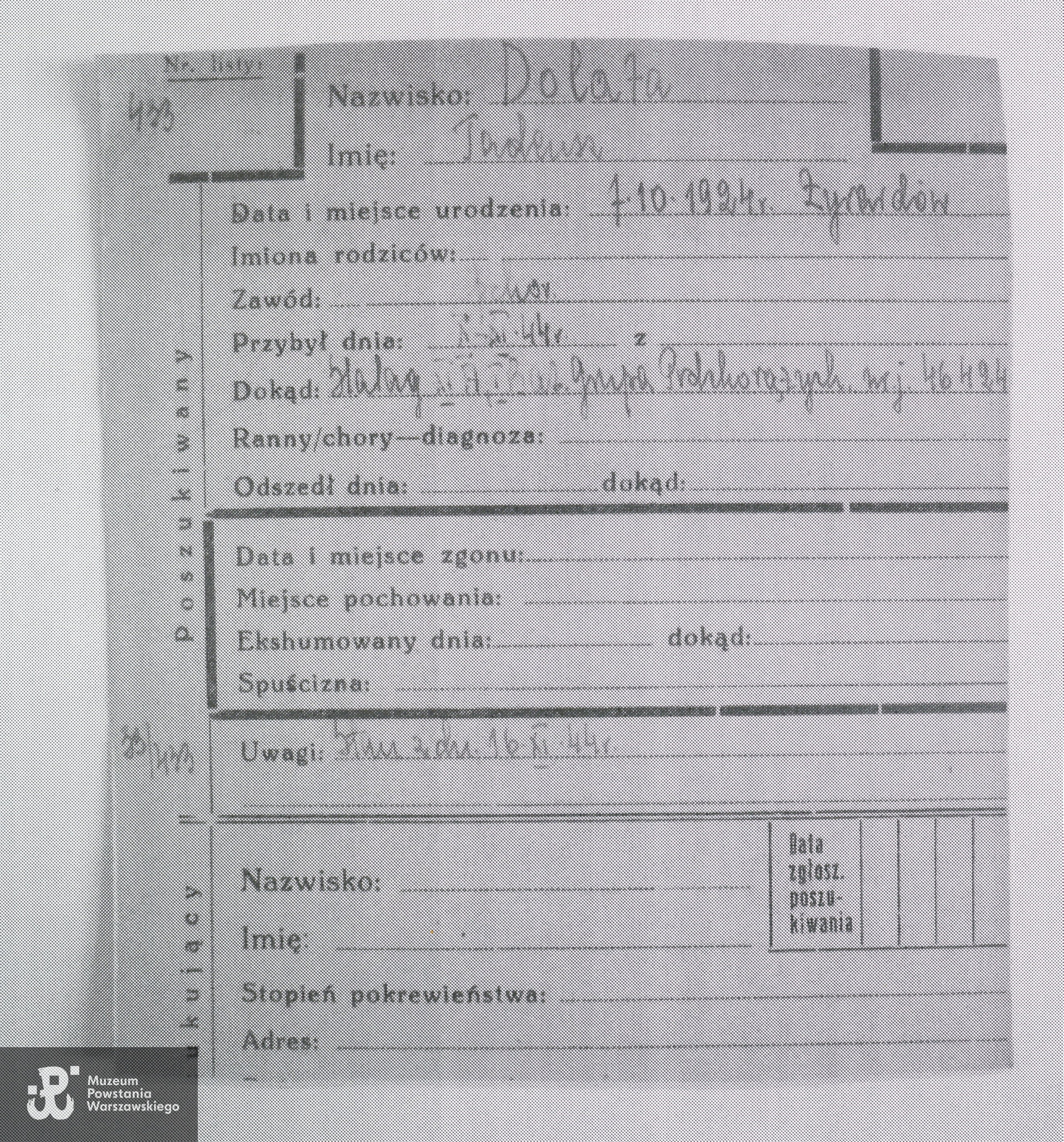 Polski Czerwony Krzyż - kartoteka