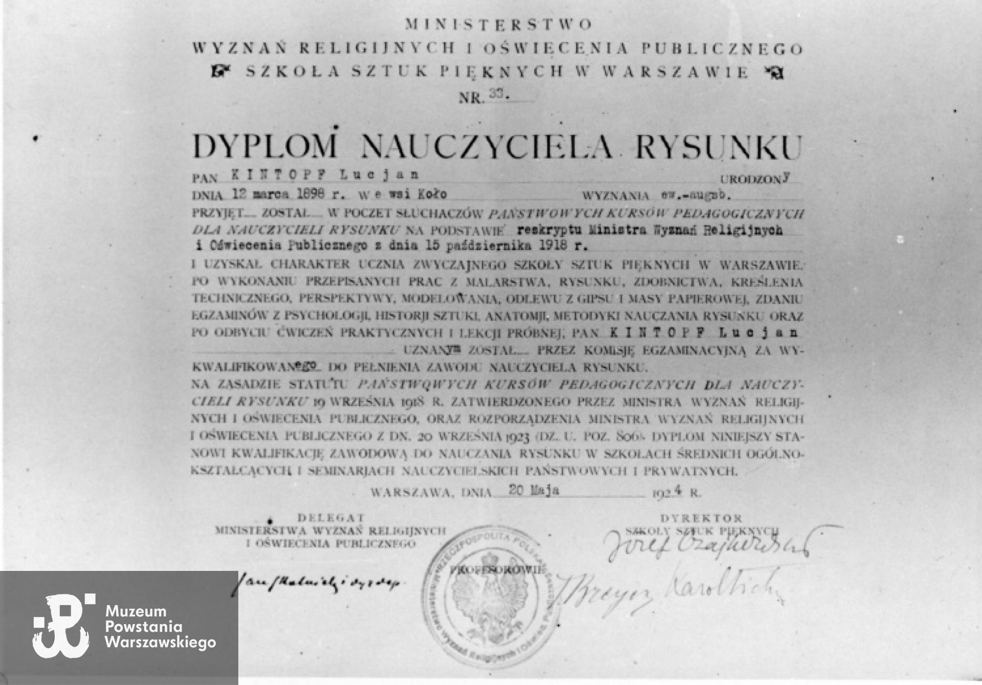 Ze zbiorów rodzinnych, skan udostępnił p. Piotr Kintopf, syn Powstańca (2012)