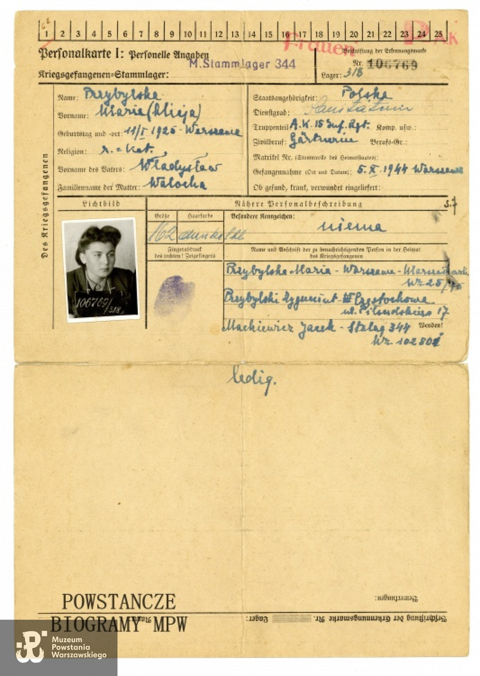 Ze zbiorów Muzeum Powstania Warszawskiego, sygn. P/1895