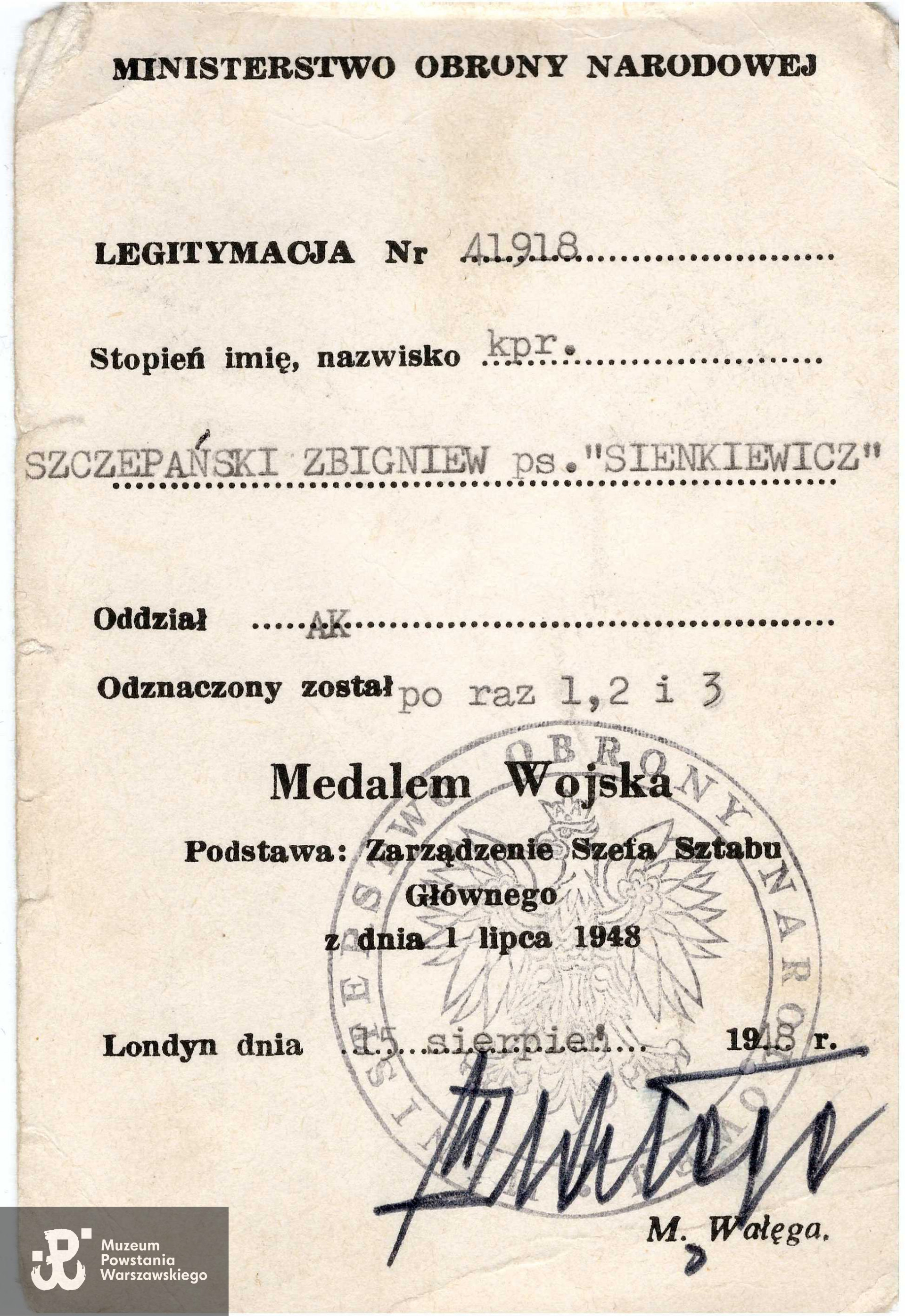 Ze zbiorów Muzeum Powstania Warszawskiego, sygn. P/8940/17 - dar p. Leszka Antoniego Szczepańskiego