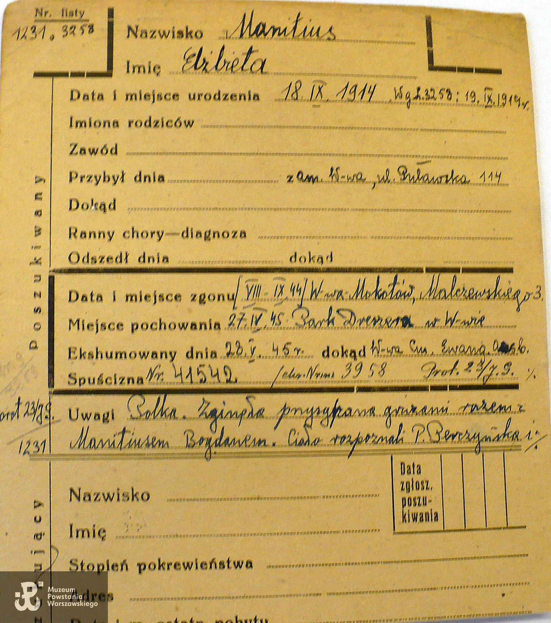 PCK - kartoteka poszukiwań