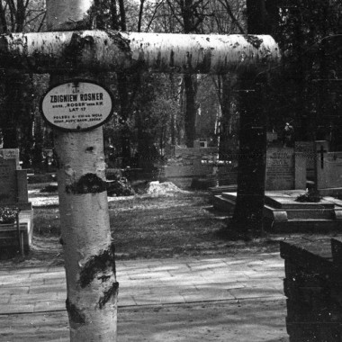 Powojenne zdjęcia tablic nagrobkowych na cmentarzu wojskowym Powązki