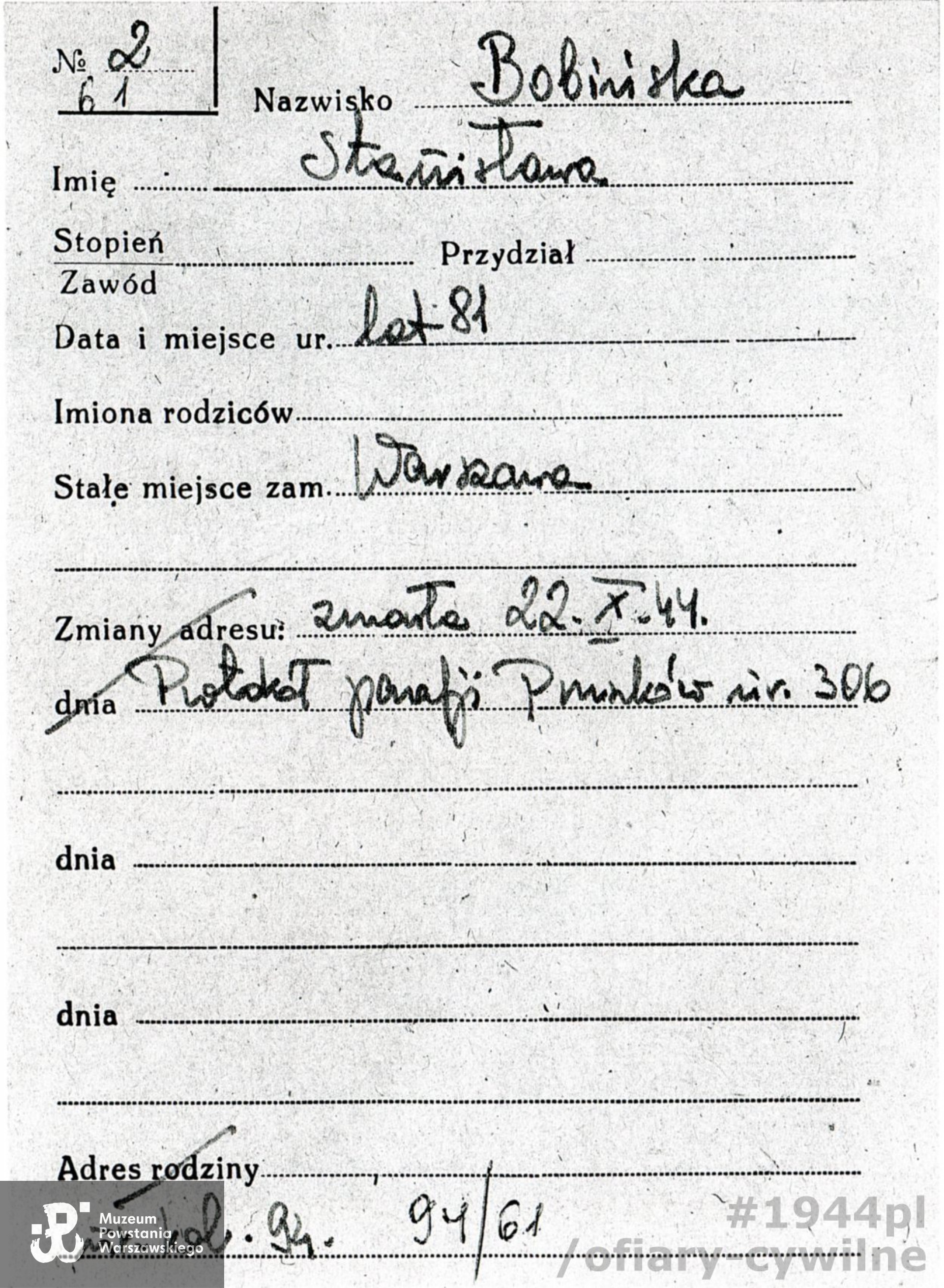 Karta ze zbiorów Krajowego Biura Informacji i Poszukiwań PCK