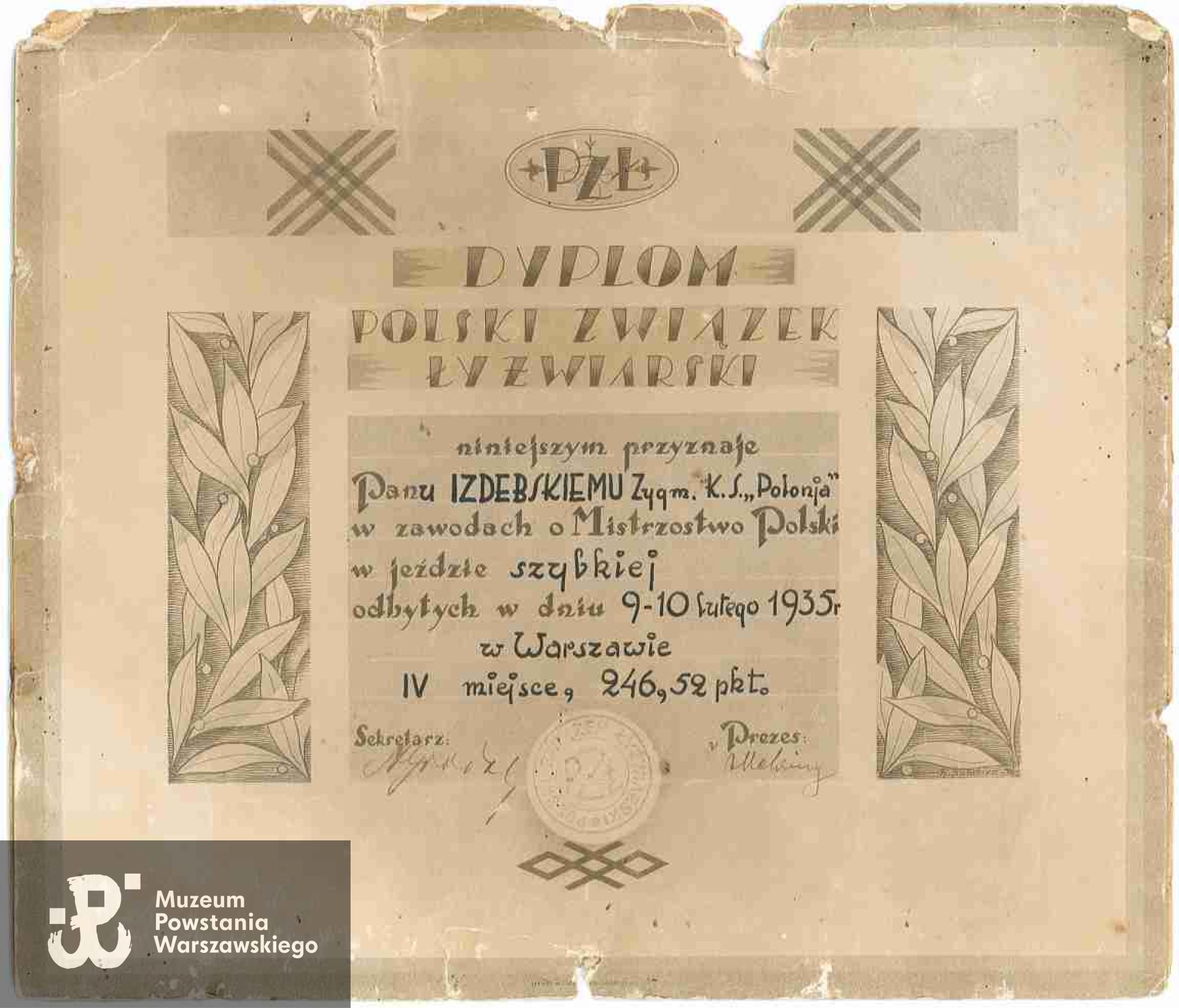 skan dyplomu udostępnił p. Robert Izdebski