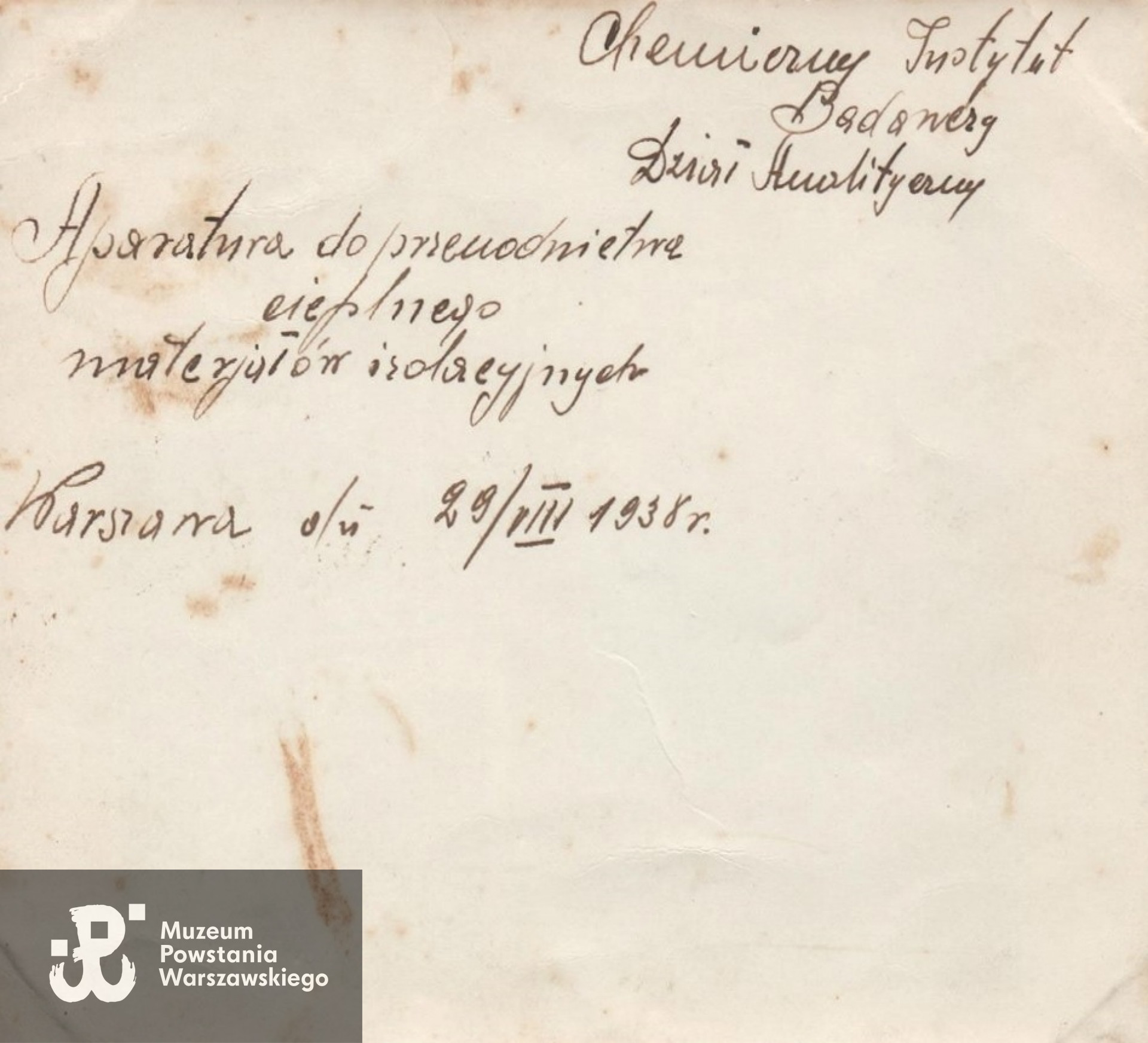 Fotografia wykonana 29.08.1938 r. w Warszawie  na terenie Chemicznego Instytutu Badawczego udostępniona przez Panią Betę Styś