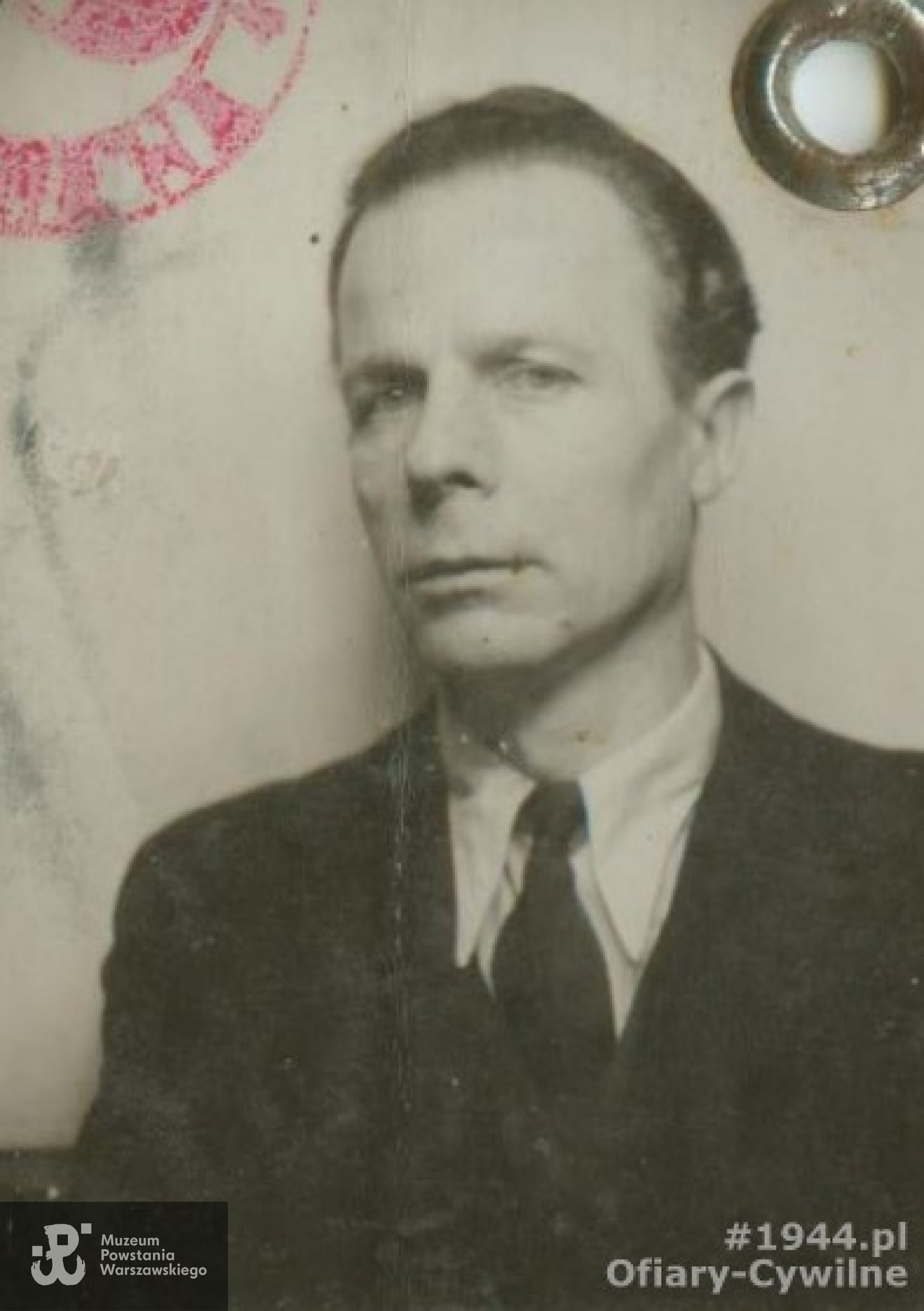 Roman Langda (1903-1944), zdjęcie z okupacyjnej kenkarty udostępnione przez syna p. Eugeniusza Langda