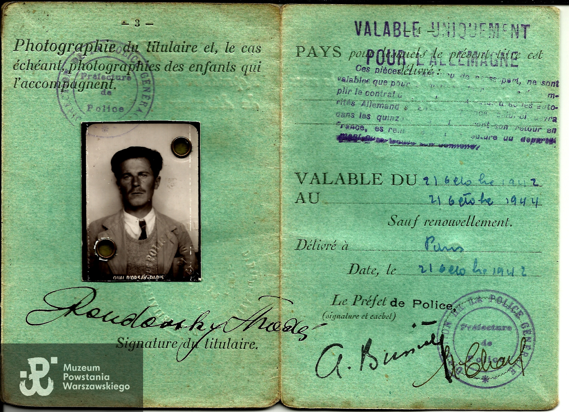 Paszport Tadeusza Rudowskiego, dokument udostępniła Pani Izabella Wojsyk