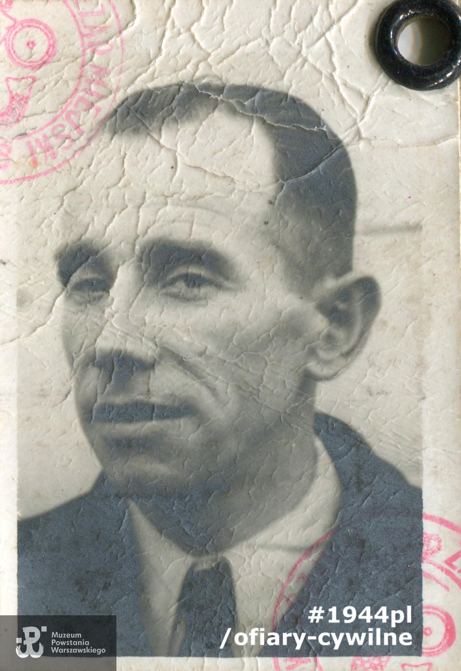 Felik Giertrudziak (1903-1945), fotografia z okupacyjnej kenkarty ze zbiorów Muzeum Powstania Warszawskiego syg. MPW-A-3680 (P/3951)