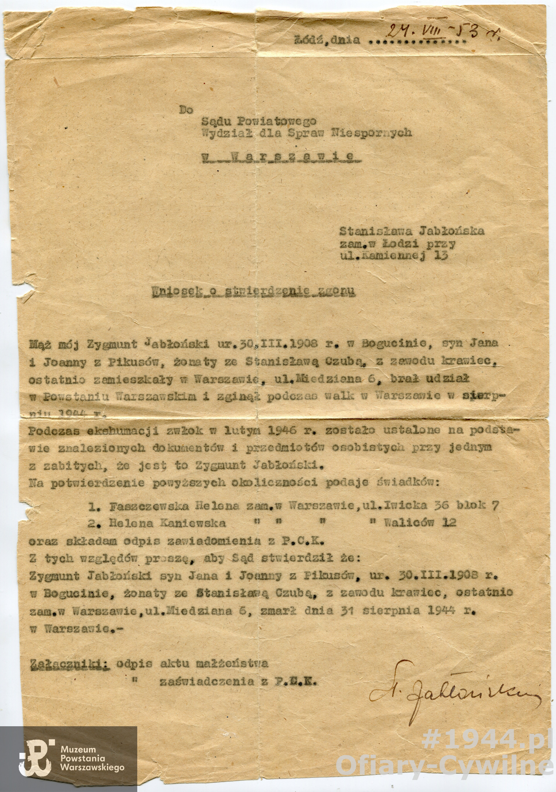 Zbiory Muzeum Powstania Warszawskiego nr akcesji P/9038