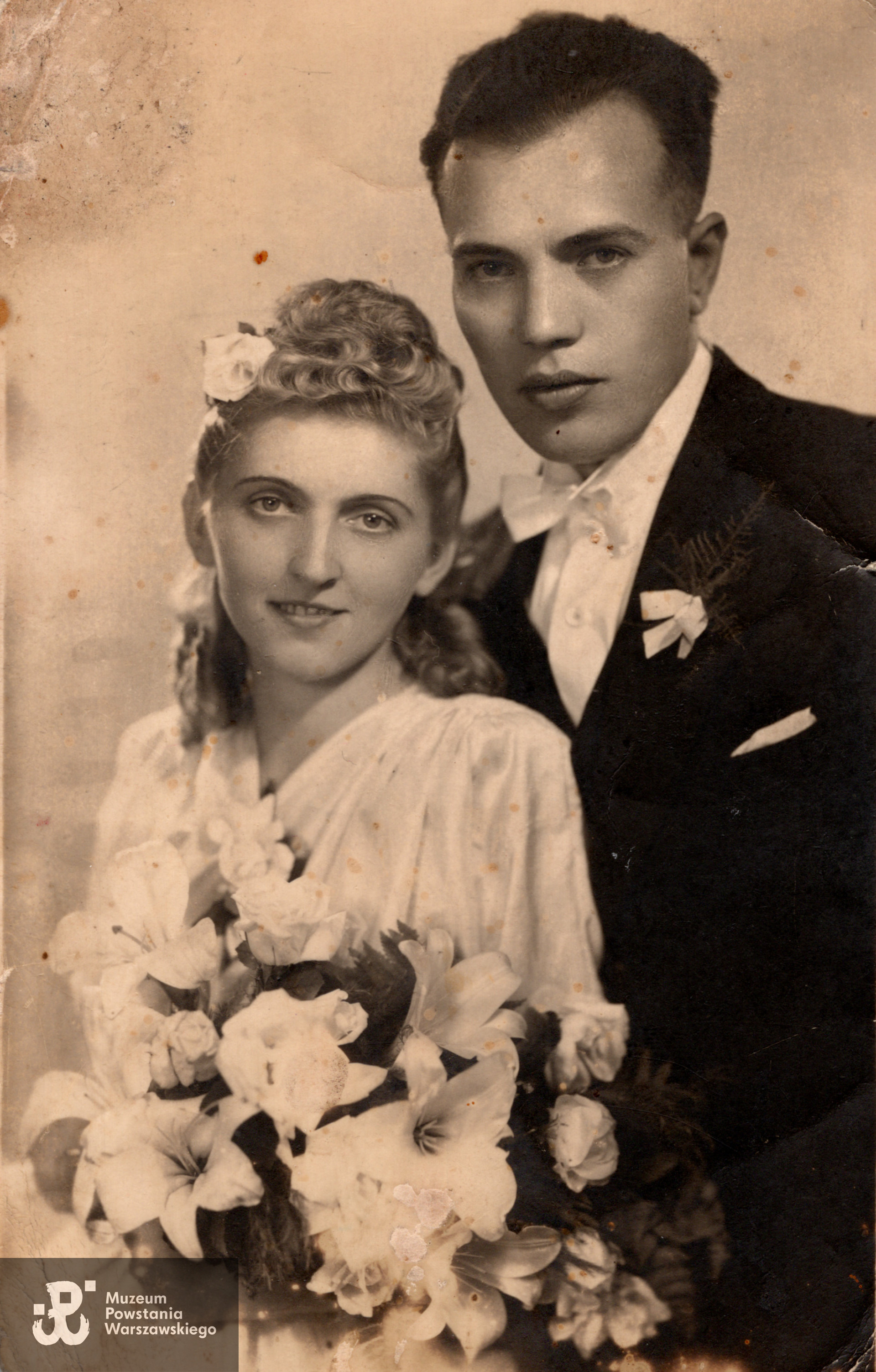 fotografia ślubna Ryszarda Guziaka i Zofii z d. Rucło, udostępnił syn p. Edward Guziak